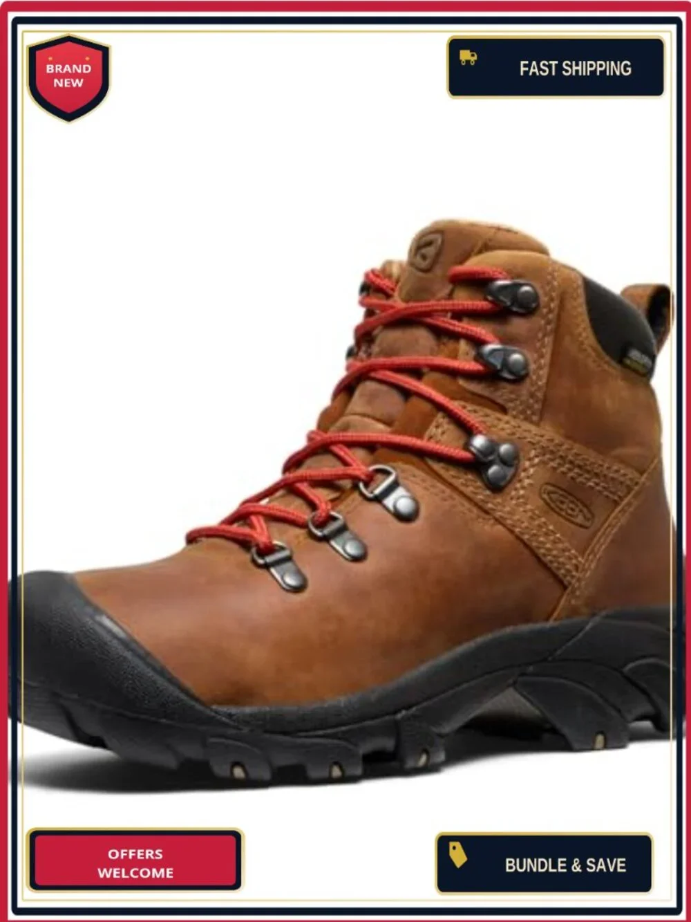 Waterproof Leather Hiking Boots Mid Height Lace Up Traction Outdoor